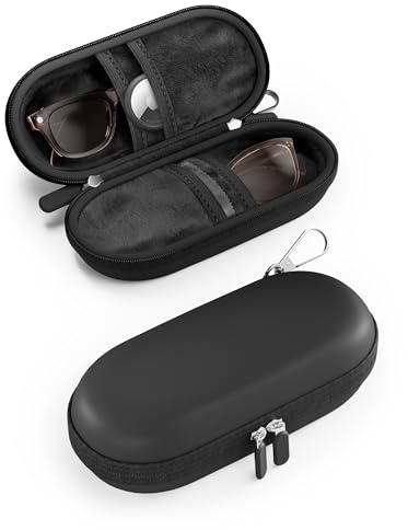 ProCase Etui för glasögon, glasögonhållare, glasögonväska med metallkrok och sammetsfoder, etui för glasögontransport, glasögonförvaring, svart, one size