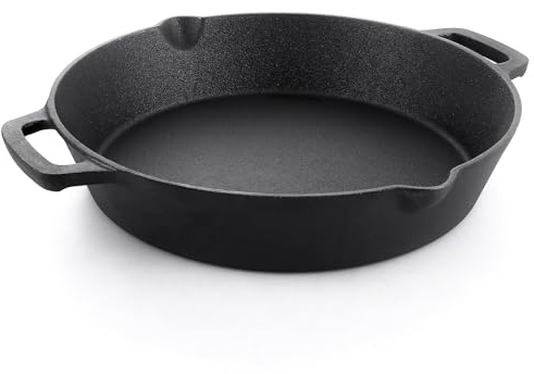 LDXDRU 1Pcs Cast Iron Pan, 38x30x6.5cm Cast Iron Skillet with Double Handles, Black Oven Proof Frying Pan for Kitchen Barbecue Camping and Parties