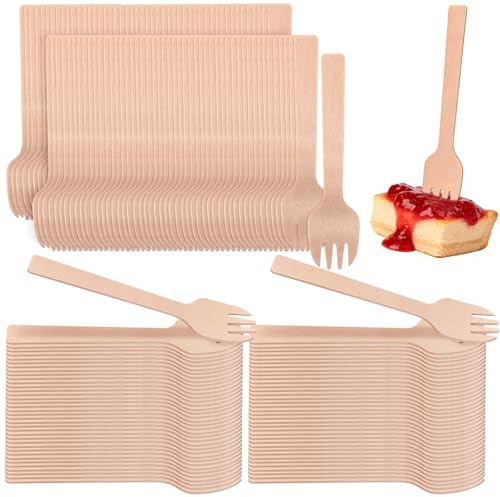 500 Pack 4 Mini Wooden Spork Disposable Spork Biodegradable Birchwood Fork Spoon for Camping, Party, Wedding and Family Gatherings