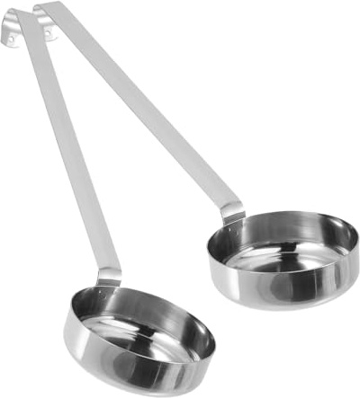 Beavorty Cucharas para Salsa de Pizza 2 Piezas Acero Inoxidable Cucharones de Fondo Plano para Cocina Restaurante y Horneado, Cucharas Medidoras para Salsa y Sopas, Utensilios para Servir
