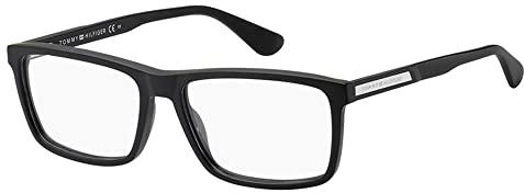 TOMMY HILFIGER Brille mit Sehstärke für Herren optional mit Sonnenbrillentönung oder Blaulichtfilter, Rechteckig, gefertigt aus Acetat (inklusive Brillenetui)