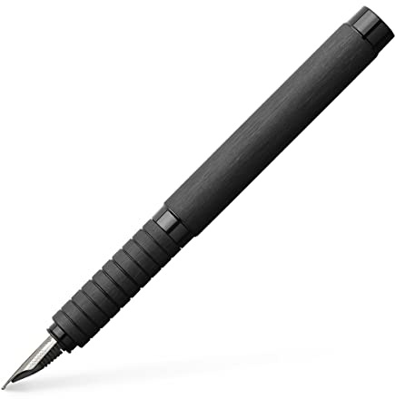 FABER-CASTELL - Füller Essentio Aluminium Schwarz, Feder F | Füllfederhalter mit Patronen-Konvertersystem, Edelstahlfeder und Aluminiumschaft