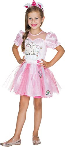 Rubie's 380431-116 Rubies Kinderkostüm NICI Theodor Deluxe Kleid mit Einhorn-Haarreif 116, Mehrfarbig