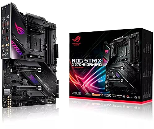 ASUS ROG STRIX X570-E GAMING – Carte mère gaming AMD AM4 Ryzen 3000 (PCIe 4.0, M.2, DDR4, Wi-Fi 6, 2.5G LAN, Intel LAN, HDMI, Display Port, SATA, USB 3.2 Gen 2 Type-A Type-C, Aura Sync)