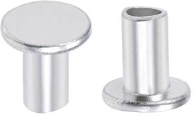 sourcing map 100 Stk. Aluminium Flachkopf Halbröhrennieten Silber M6x10mm