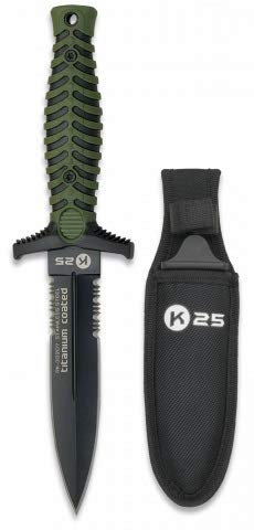 K25 32207 Coltello botero K25 Manico in gomma Custodia Nylon Attrezzo per Caccia, Pesca, Camping, Outdoor, Sopravvivenza e Bushcraft
