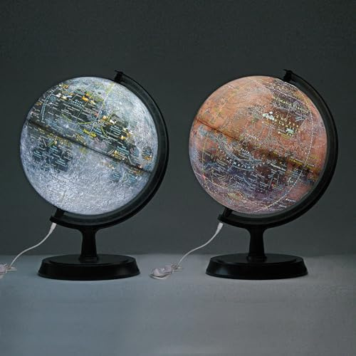 Mapsoft Explorer Illuminated Moon/Red Mars 24cm/9.5 2MRI-24 Set with Moon Lamp and Mars Globe