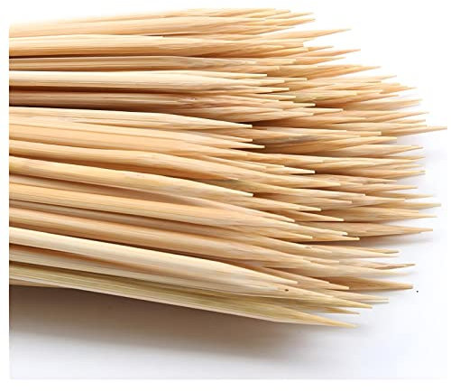 DTmasao 100 pinchos de bambú de 6 pulgadas para palos de madera, barbacoa, aperitivos, frutas, cócteles, brochetas, fuente de chocolate, parrilla, cocina, manualidades y fiestas. Φ = 4 mm, más