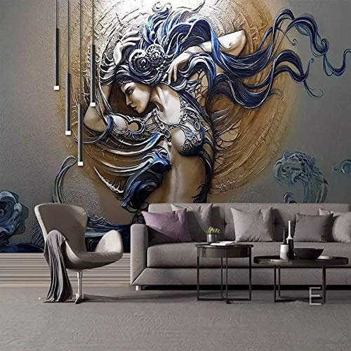 ZHEN WALLPAPER 3D Blumen im Relief einfache Ölfarbe Stoff große Malerei Wand Wand Wohnzimmer TV Hintergrund Tapete Dekoration Tapete wasserdicht*250cmx175cm(98.4x68.9inch)