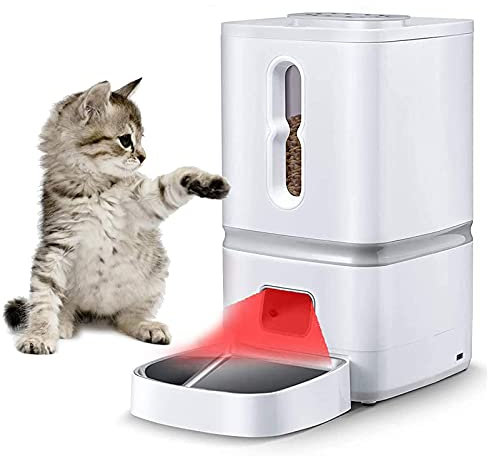 7L Distributore Automatico di Cibo Secco per Cani E Gatti con Timer Programmabile, Display LCD E Registrazione Vocale, Fino A 4 Pasti al Giorno,con Ciotola in Acciaio Inossidabile