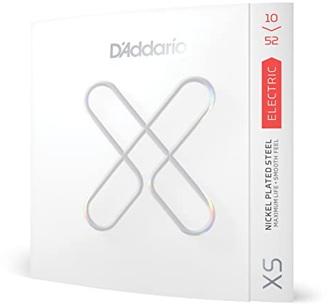 D'Addario Gitarrsträngar – XS Belagda Elgitarrsträngar – Förlängd livslängd för 6-strängade gitarrer – XSE1052 – Lätt topp/Tung botten, 10-52 – 1 set