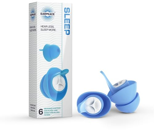 EarPeace Noise Cancelling Ear Plugs for Sleeping, 6pk - Reusable Earplugs for Sleep with Soft Silicone for Side Sleepers - Anti-Snore, Ear Protection Sleep Earbuds - 30dB Attenuation - Standard Size