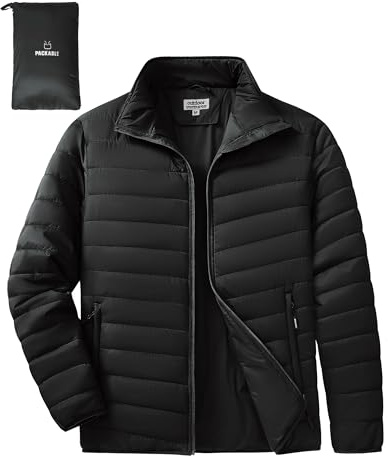 Outdoor Ventures Men's Puffer Jacket Packable Lightweight Quilted Jacket