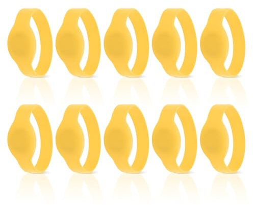 10Pcs 125Khz Bracelet RFID, Contrôle d'accès de bracelet RFID de carte d'identité en silicone étanche Bracelet en silicone pour carte IC pour piscine, sauna, salle d'hôtel (Jaune)