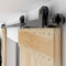 Herrajes Puertas Correderas Doble 305cm Rieles Kit Puerta Corredera Negro para 2 Puerta Corredera Madera 76cm Ancho, Pequeña Rueda T-forma