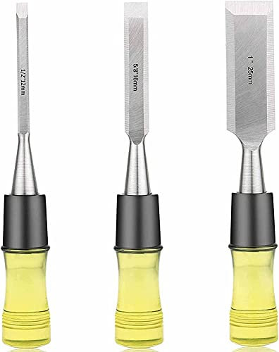 OITTo Wood Chisel Set Wood Carving Chisel Flat Carving Knife 1/2''5/8/1 for Carpenter DIY Tools 3PCS/Set