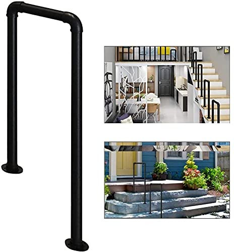 Pasamanos Fs para exteriores, pasamanos de escalera, barandilla de tubería de hierro forjado tipo U, pasamanos de escalera para villa jardín, pasillo de 2/4 pasos (color: 2 pasos, tamaño: 85 cm)