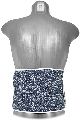 Wärmegürtel Traubenkernkissen zum Umbinden - Gürtel mit Klettverschluss - ca. 135cm - 7-Kammer Wärmekissen XXL Körnerkissen - Bio-Stoff Blümchen-blau