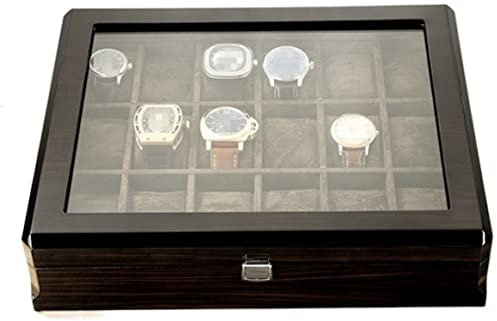 Uhrenkoffer Uhrenrolle Uhrenbox Uhrenschatulle Uhrenbox Aus Holz Mit Transparenter Glasabdeckung 18-teilige Aufbewahrungsbox Für Uhren, Abschließbares Schmuckkästchen Uhrenetui Uhren Aufbewahrungsbox
