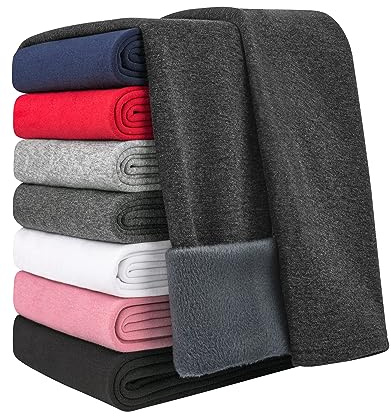 Auranso Girls Fleece Lined Thermal Leggings Cotton Winter Warm Thick Trousers Tights for Kids Deep Grey, 10-11 Years