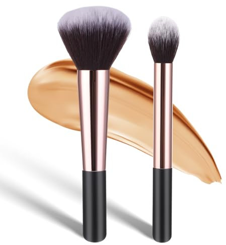Jeffdad Set di 2 pennelli da trucco, impeccabili, per fondotinta, fard, contouring, correttore, cipria, fondotinta, crema, correttore, fard, lucidante