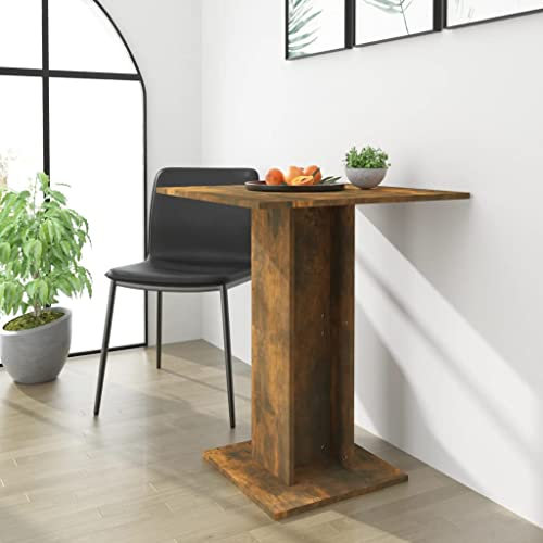 MNISDFL Konferenztisch Bartisch Stehtisch Balkontisch Bistrotisch Räuchereiche 60x60x75 cm HolzwerkstoffLeicht zu montieren