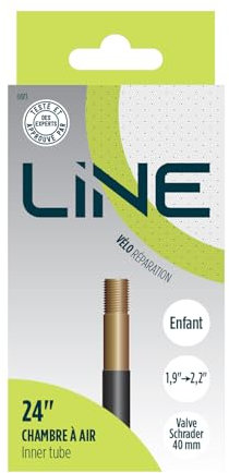 Luftschlauch 24 x 1,9 A 2,2 mit Schrader-Ventil für Reifen und 24-Zoll-Räder – Line, Schwarz