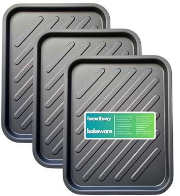 Home Theory Bakeware Griddle Style Ridge Lot de 3 plaques de cuisson 38 cm | Antiadhésif, passe au lave-vaisselle