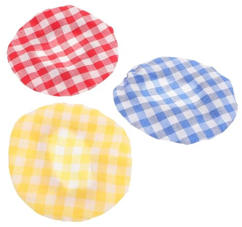 Ciieeo 6pcs Checkered Can Lid Reusable Cover Elastic Cloth Cover for Bowls Jars Cups for Sourdough Starter Jar Fresh for Baking