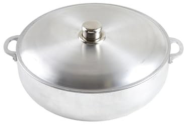 IMUSA Traditional Polished Aluminum Caldero (Dutch Oven) with Lid, 6.9 Quarts, Polished Aluminium