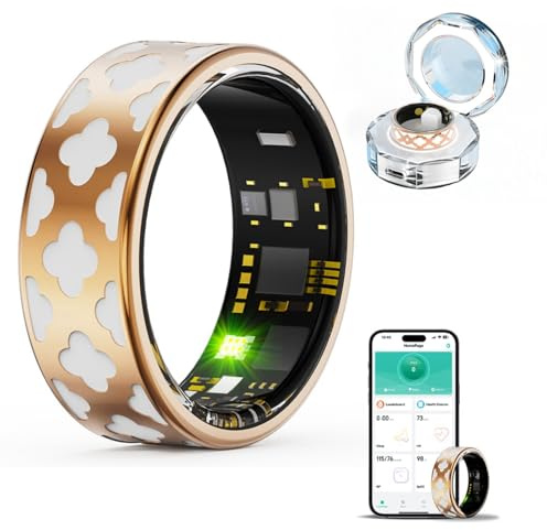 HPLSZCN Smart Ring Uomo Donna con Custodia di Ricarica, Multiple Modalità Sport Contapassi, Frequenza Cardiaca, SpO2, Sonno, Impermeabile IP68, Anello Fitness Activity Tracker Android iOS Enamel (11)