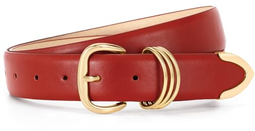 WHIPPY Women Leather Belts for Jeans Pants Trousers Dresses Fashion Ladies Waist Belt with Vintage Metal Pin Buckle