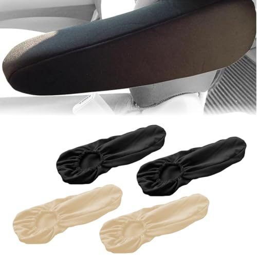 Universalgröße Auto-Vordersitz-Armlehnenbezüge, 2 Paar, Armlehnenschoner Auto Universal Vordersitz Armlehnenabdeckung Elastische Armlehnenbezüge Armlehnenschutz, Je 1 Paar Multicolor, Beige, Schwarz
