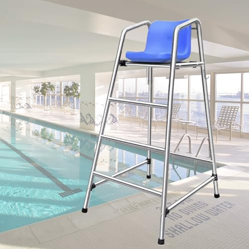 TYHAYJYK Portable Tall Pool Lifeguard Chairs, 3.9/4.9/5.9ft High Detachable Outdoor Deck Chairs for Poolside, Lifeguard Chair Shelf Ladder Stool with Comfortable Seat for Adults(3 Steps - H
