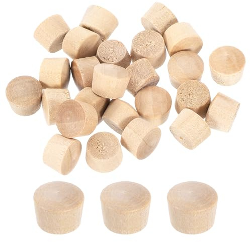 QUARKZMAN 26 Stück Holzstopfen, 9,5 mm / 0,37 Flachkopf Hartholz Lochstopfen Abdeckkappen Holzstecker für Möbel Holzbearbeitung Handwerk Dekor (11 mm x 9,5 mm)