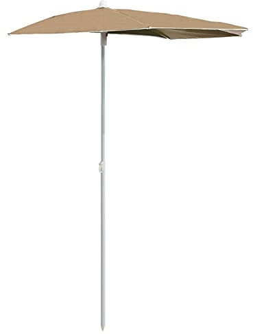 Tidyard Demi-parasol de jardin avec mât 180x90 cm Taupe Pare-Soleil Pliable, Parasol de Jardin pour Terrasse, Balcon, Plage, Piscine