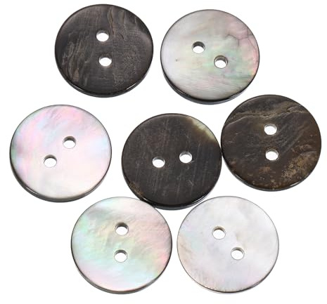 QUARKZMAN 7 Stück Natürliche Muschelknöpfe, 2 Loch 18mm Nähknöpfe Knöpfe | Nähhandwerk für Hemd Nähen DIY Handwerk Dekoration, Schwarz