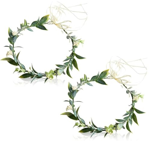 dinghaole 2 Pièces Couronne de Fleurs, Femme Guirlande de Couronne Bohème Couronne de Fleurs, Guirlande Bandeau, Mariée Florale Accessoires de Cheveux pour Chapeau Ornement Party Festival Mariage