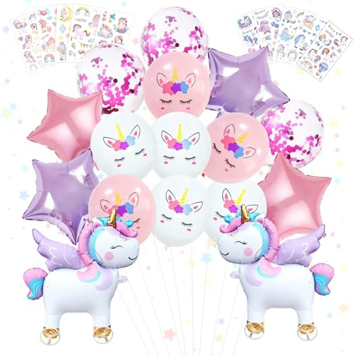SPERMUOY Einhorn deko kindergeburtstag Mädchen,16 Stück Einhor Luftballons Geburtstagsdeko,luftballons geburtstag einhorn für Mädchen Geburtstags Festival Party Dekoration