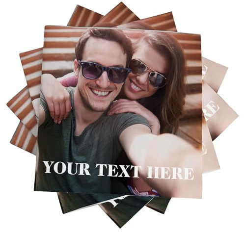 Personalised Photo Cocktail Napkins, Custom Photo Face Printed Birthday Party Tableware, Personalized Small Paper Serviettes Pack of 50