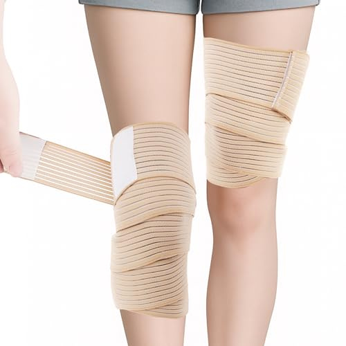 2 Pezzi Da 200CM Fascia Elastica Coscia, Oberschenkel Sport Kompressionsbandag, Fasce Elastiche Con chiusura a strappo, Benda Elastica Per Comprimere La Coscia, Il Ginocchio E La Gamba, Beige | Bendaggio a compressione regolabile, fascia elastica per coscia sportiva, tutore per coscia per uomo e donna