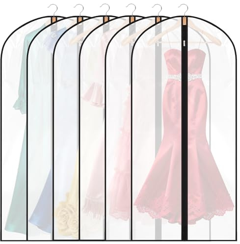 Dntorx Kleidersack 6 Stück, 60 X 120 Cm, Peva Transparent | Staub- Und Feuchtigkeitsabweisend, Mit Reißverschluss, Faltbar, Für Anzüge, Hemden, Jacken Und Mäntel