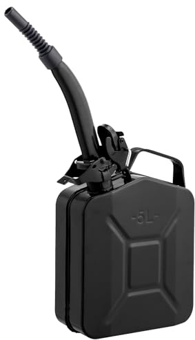 HOBBYZOO Benzinkanister 5L Metall (Schwarz) | Kanister Kraftstoffkanister mit Ausgießer