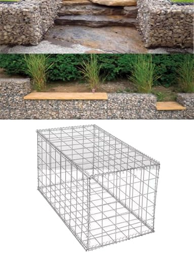 Gabion,Galvanized Steel Fence Panel Outdoor Privacy Fence Screen Gabion Basket for Retaining Wall Block Gabion Cages Outdoor Decorative Fences Fencing(50x50x100cm)