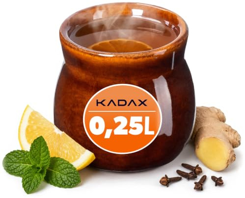 KADAX Tonbecher 250ml, Keramikbecher für Glühwein, Kaffee & Tee, handgefertigter Becher aus Keramik, Weihnachtsbecher, Glühweinbecher aus Ton