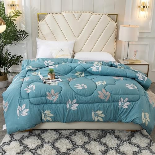 Odot Edredón Invierno Cama 150 180 200, Edredon Nordico Sin Funda Invierno Reversible Acolchado para Cama Ligera y Respirable Manta de Suave para Días Frío (8238 Hoja Azul,180x220cm)