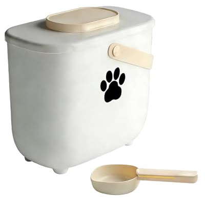 Boîte de rangement hermétique pour nourriture pour chien - 10 l - Avec couvercle et verre doseur - En plastique - Pour nourriture sèche, chat et chien