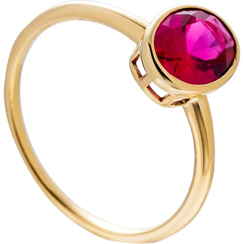 Ayoiow Verlobungsringe Gold 585 14K Gelbgold für Damen, Oval Rot Turmalin Echtgold Ring Herren 585, Damenring Gold für Freundin