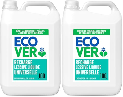 Ecover Lessive Liquide à base d'ingrédients d'origine naturelle, Parfum Hibiscus et jasmin,100 lavages (Lot de 2)