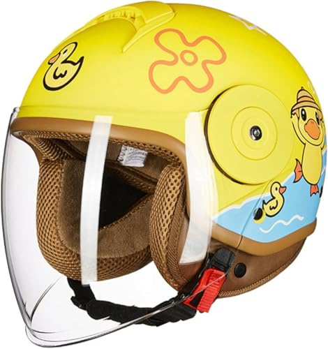 Casco de moto abierto para niños y niñas de 6 a 12 años. Casco tipo jet ajustable con visera solar. 5,46-54cm